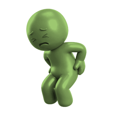 Character holding an aching back