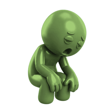 Tired, low-energy character